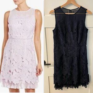 Adrianna Papell Navy Blue Floral Lace Dress